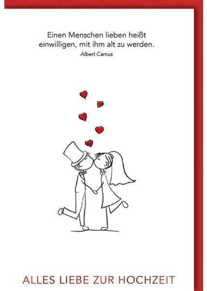 Glückwunschkarte Zur Hochzeit Kuss Strichmännchen