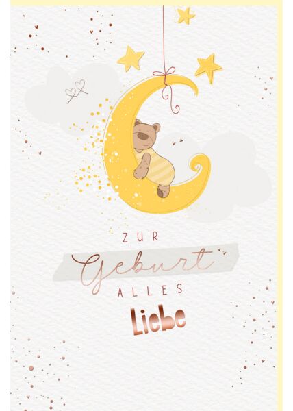 Babykarte Geburt Motiv Mond und Sterne