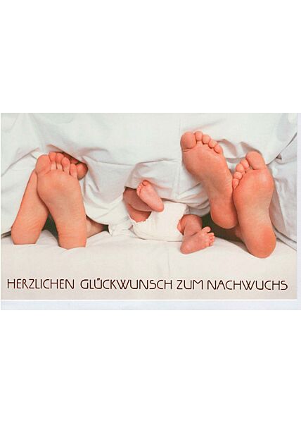 Glückwunschkarte Baby Geburt Füße Bettdecke