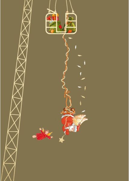 Weihnachtspostkarte Bungee-Engel Santa