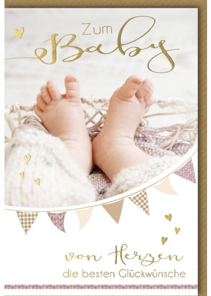 Glückwunschkarte zur Geburt Babyfüße in Strickhose