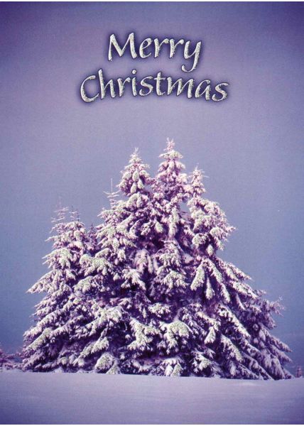 Weihnachtspostkarte Baum eingeschneit: merry christmas