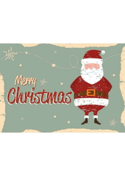 Weihnachtspostkarte Weihnachtsmann retro blauer Hintergrund: Merry Christmas