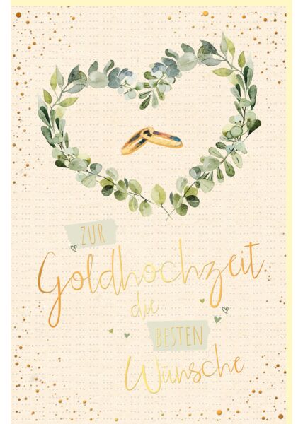 Hochzeitskarte Goldhochzeit Zuckerrohrpapier Motiv Ringe