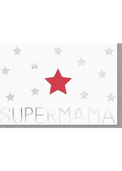 Muttertagskarte Supermama Silberfolie Glitzerlack