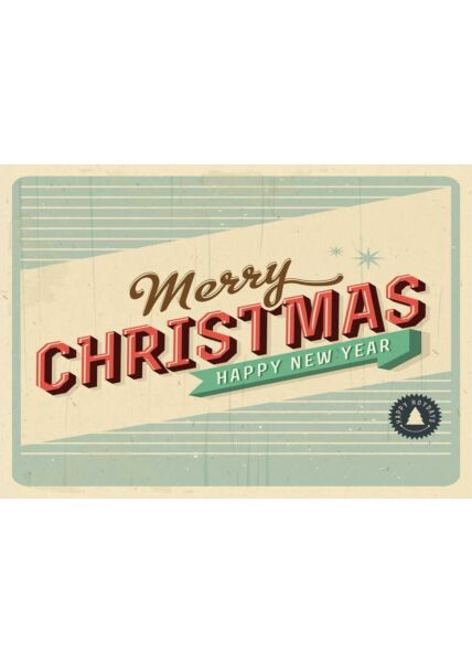 Postkarte zu Weihnachten Merry Christmas Retromotiv
