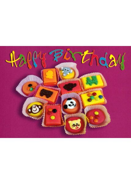 Geburtstagspostkarte 12 kleine Kuchen: Happy Birthday