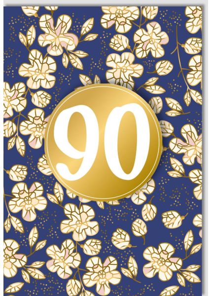 Geburtstagskarte 90 Jahre Floral Gold Applikation