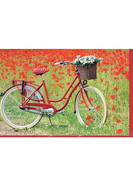Blanko Grußkarte ohne Text Land Natur: Fahrrad rot