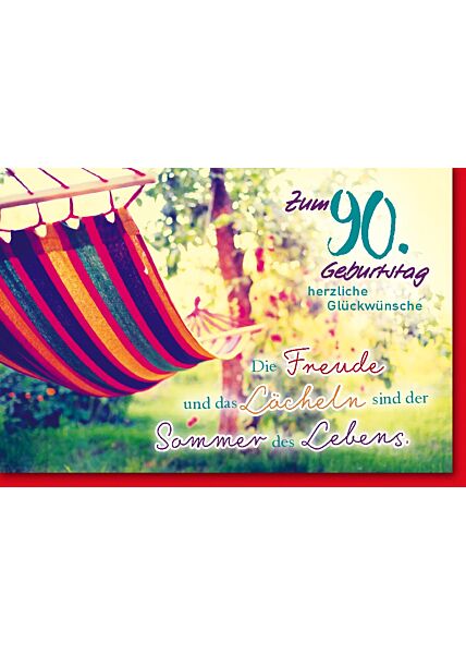 Geburtstagskarte 90 Geburtstag Hängematte