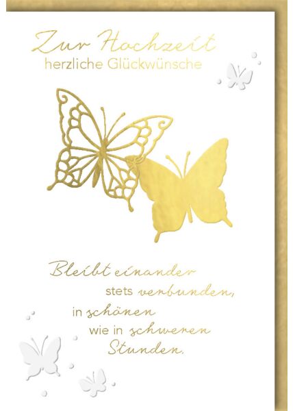 Hochzeitskarte Hochzeit Goldene Schmetterlinge