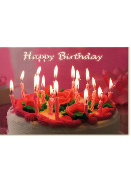 Glückwunschkarte Geburtstag Happy Birthday Kuchen pink Kerzen