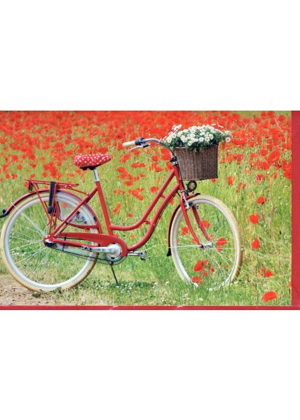 Blanko Grußkarte ohne Text Land Natur: Fahrrad rot