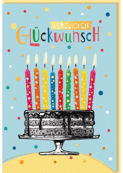 Geburtstagskarte Illustration 9 Kerzen Kuchen