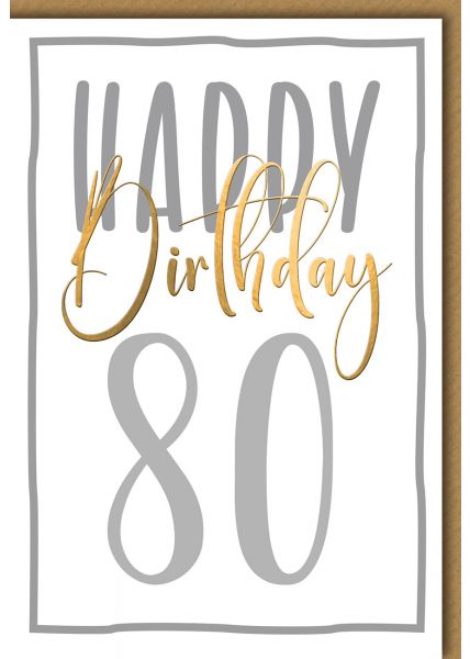 Geburtstagskarte 80 Jahre Happy Birthday 80 in Groß