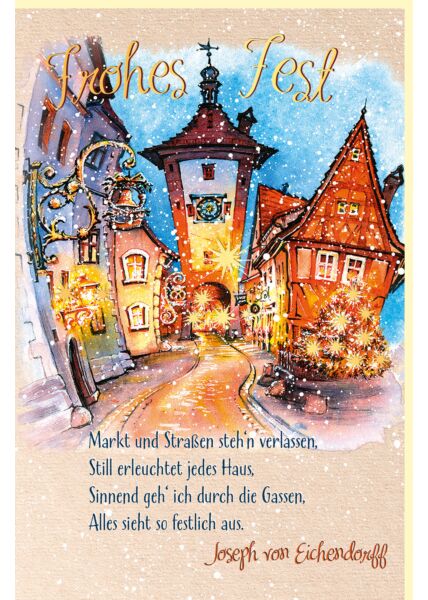 Weihnachtskarte Goldfolie mit Weihnachtsgedicht