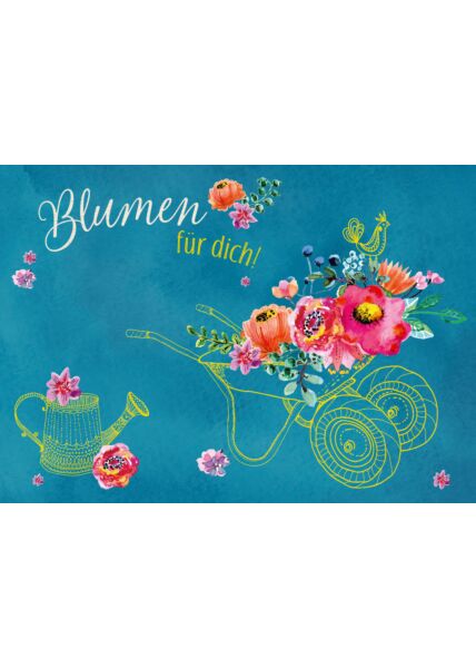 Postkarte Spruch Blumen für dich
