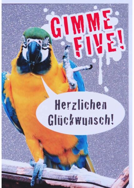 Glückwunschkarte Papagei lustig Gimme Five