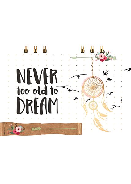 Postkarte Spruch Never too old to dream