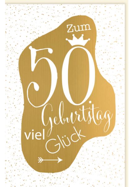 Geburtstagskarte 50 Herz gold Happy Birthday to you