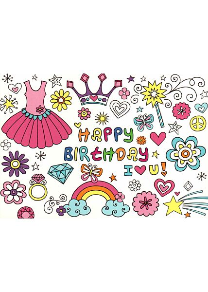 Geburtstagspostkarte Kleid Krone Happy Birthday