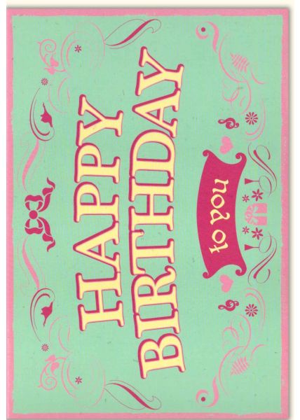 Geburtstagskarte retro Happy Birthday pink rosa retrostil
