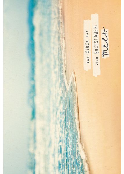 Postkarte Lebensweisheiten Glück Strand Meer Zuckerrohrpapier