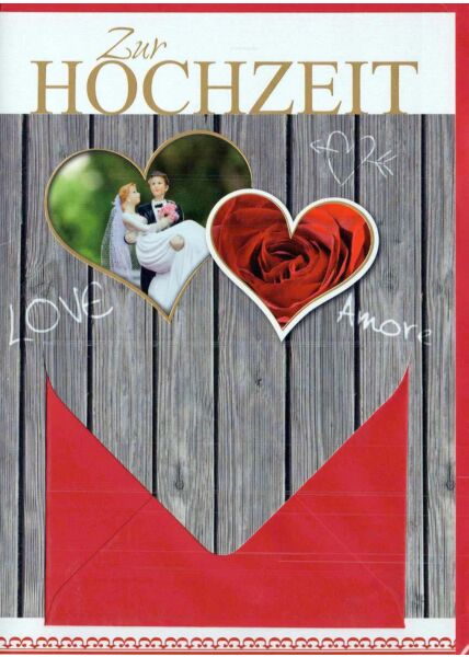 Glückwunschkarte Hochzeit mit Geldfach: Love Amore