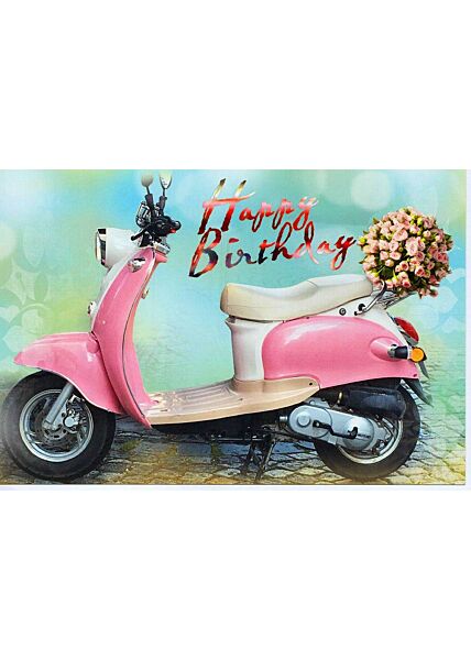 Glückwunschkarte Geburtstag Frauen Roller rosa