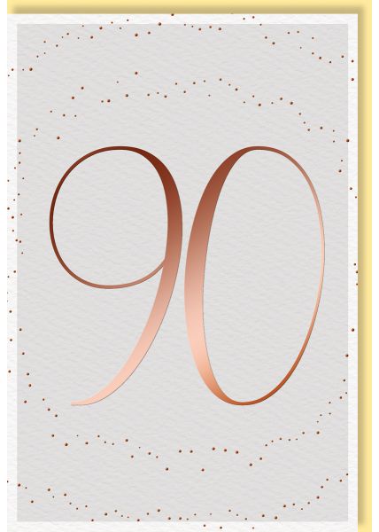 Geburtstagskarte zum 90. Jubiläum mit eleganter Folienprägung auf Naturkarton und zarten Punktmustern