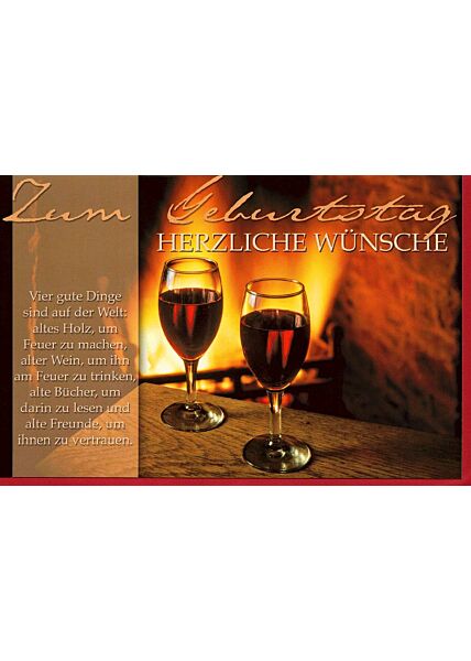 Geburtstagskarte Spruch Wein Freundschaft Feuer