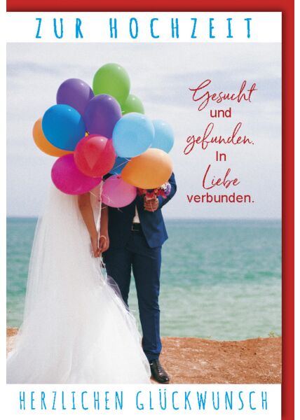 Hochzeitskarte Glückwünsche Paar Meer Luftballons