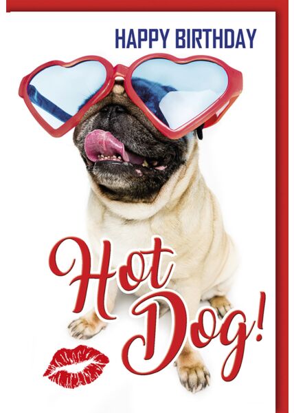 Geburtstagskarte lustig Hot Dog! Herzchensonnenbrille