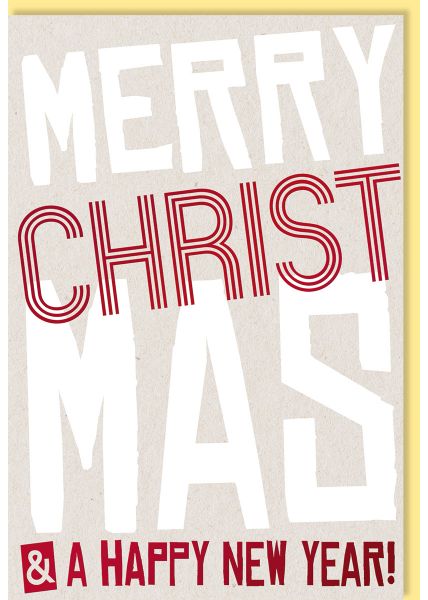 Weihnachtskarte Merry Christmas New Year Rote Folienprägung Naturkarton