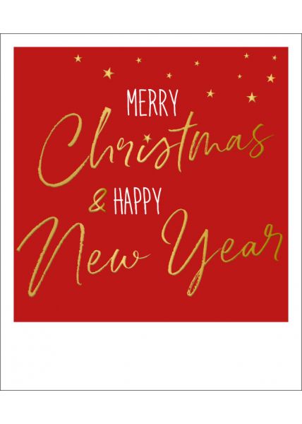Weihnachtspostkarte Merry Christmas Goldfolie Happy Notes