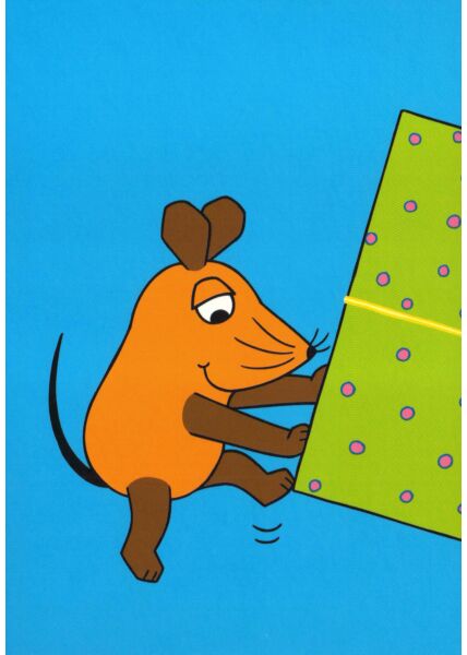 Maus-Postkarte Maus mit halben Geschenk Teil 1