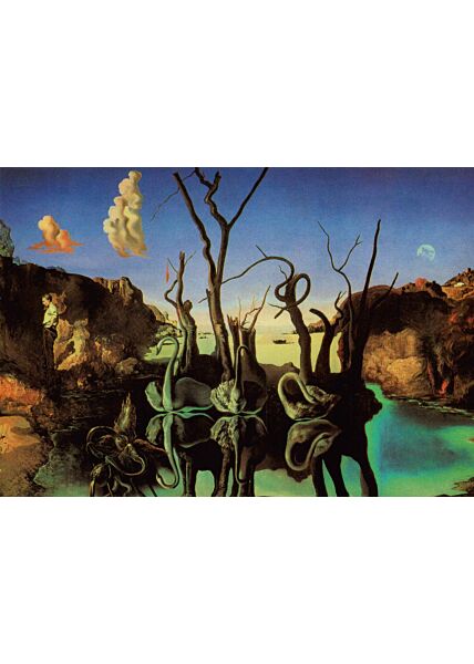 Kunstpostkarte Salvador Dali 1937 - Cygnes Refletant Des Elephants