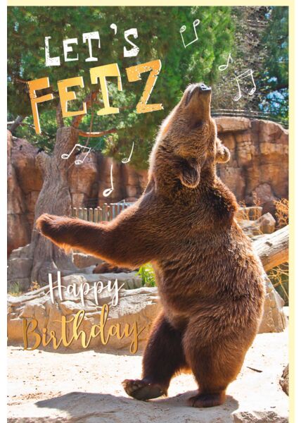 Geburtstagskarte lustig Tanzender Bär, mit Goldfolie