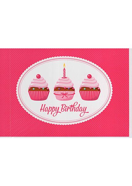 Geburtstagskarte liebevoll mit drei Cupcakes