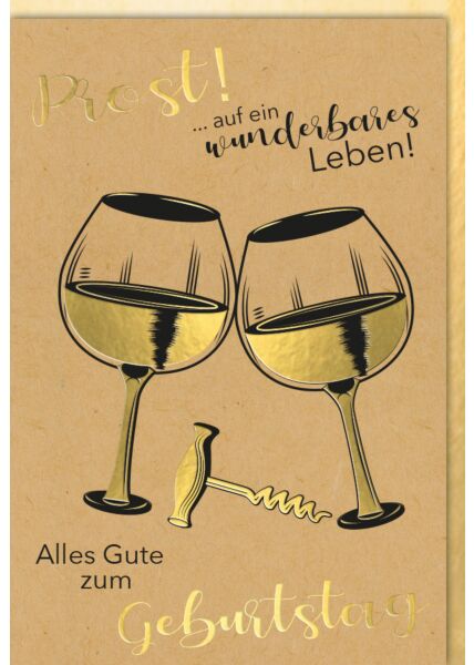 Geburtstagskarte Kraftpapier Prost Wein