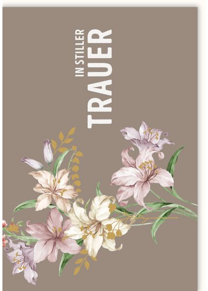 Trauerkarte Illustration Blumenblüten In stiller Trauer