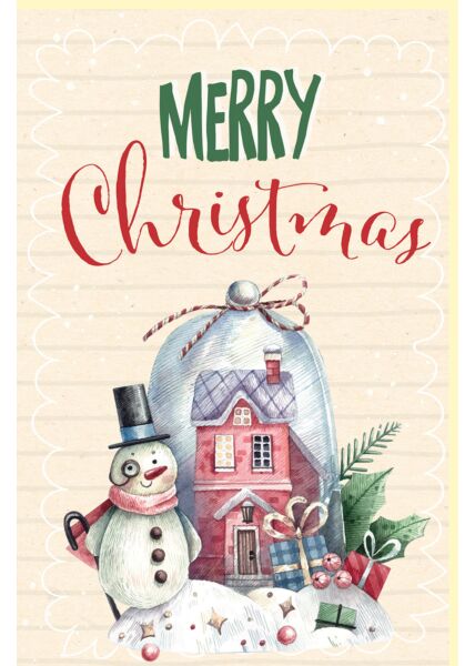 Weihnachtskarte Zuckerrohrpapier Schneemann Merry Christmas