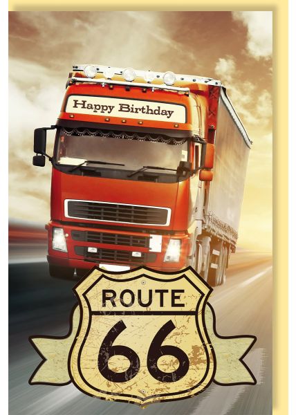 Geburtstagskarte Truck Route 66 Happy Birthday