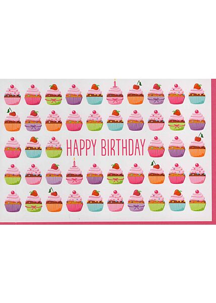 Geburtstagskarte mit Cupcakes: Happy Birthday
