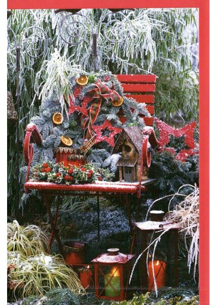 Weihnachtskarten Traditionell Weihnachtskarte mit klassischem Motiv Gartenstuhl