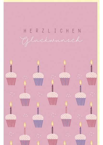 Glückwunschkarte Geburtstag rosa Motiv kleine Kuchen