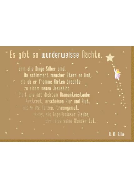 Weihnachtskarte Goldfolie Es gibt so wunderweiße Nächte (Rilke)