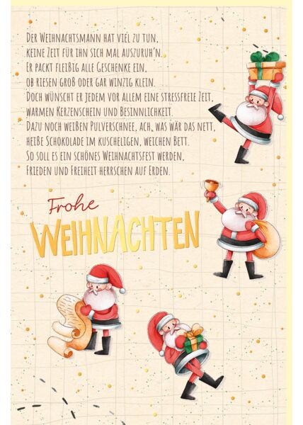 Weihnachtskarte Zuckerrohrpapier langer Text Der Weihnachtsmann