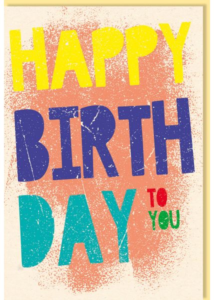 Glückwunschkarte Geburtstag Schriftkarte, Zuckerrohrpapier Happy Birthday to you