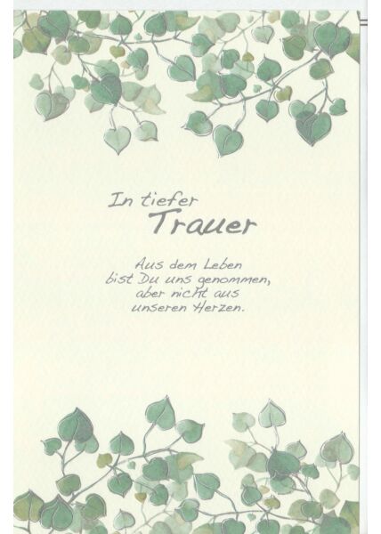 Trauerkarte Blätter, Naturkarton, mit Silberfolie und Blindprägung